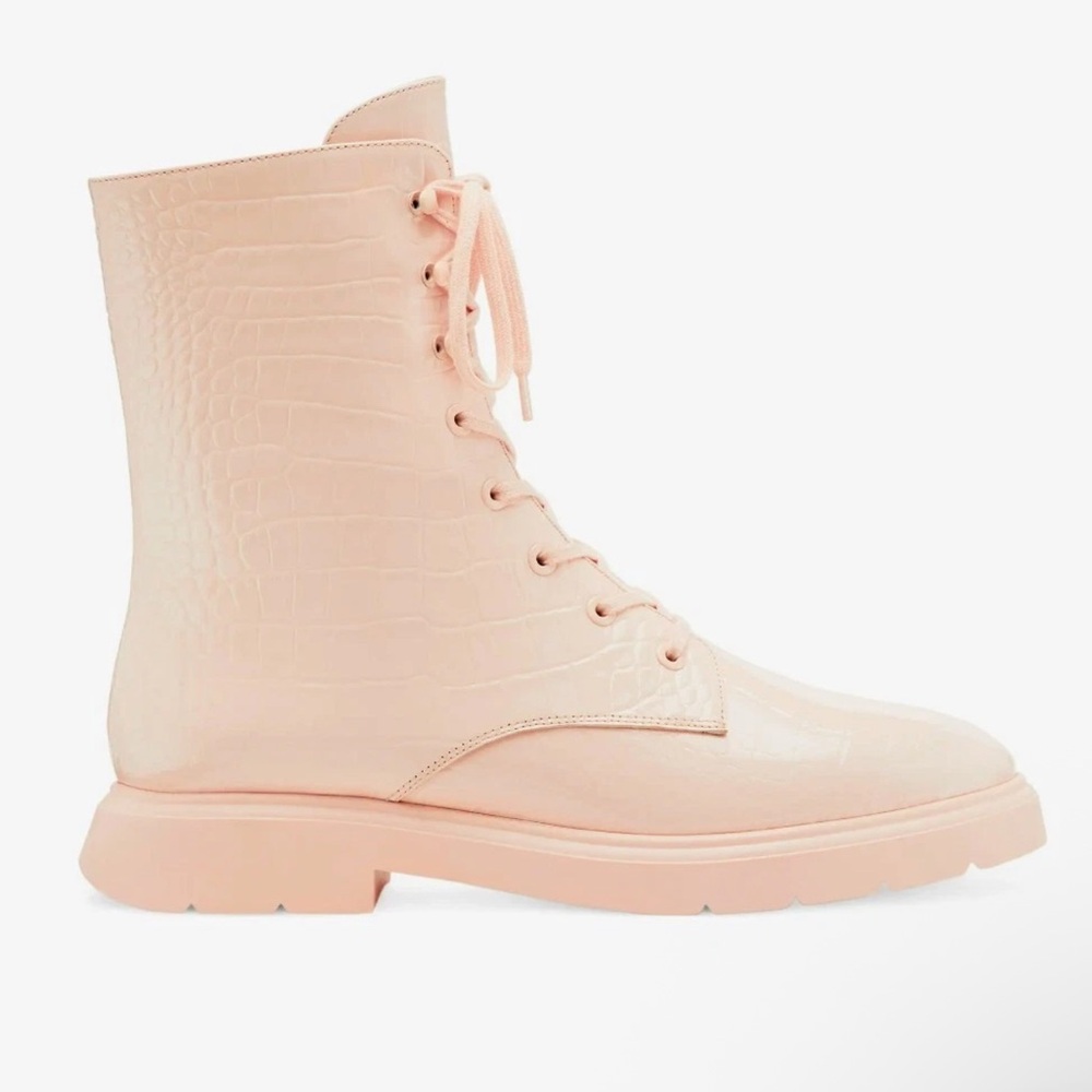 Stuart Weitzman Pink and Blue McKenzee Combat Boots